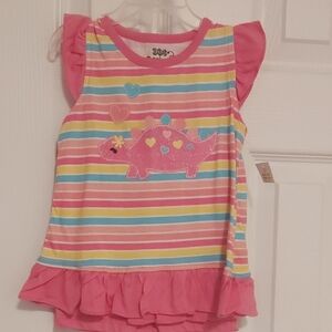 New Darling Pink and Yellow Ruffle Trim Tank Top